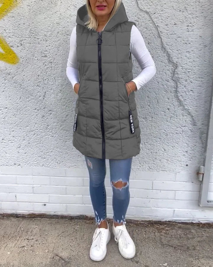 Laruna - Sleeveless Padded Coat With Zipper
