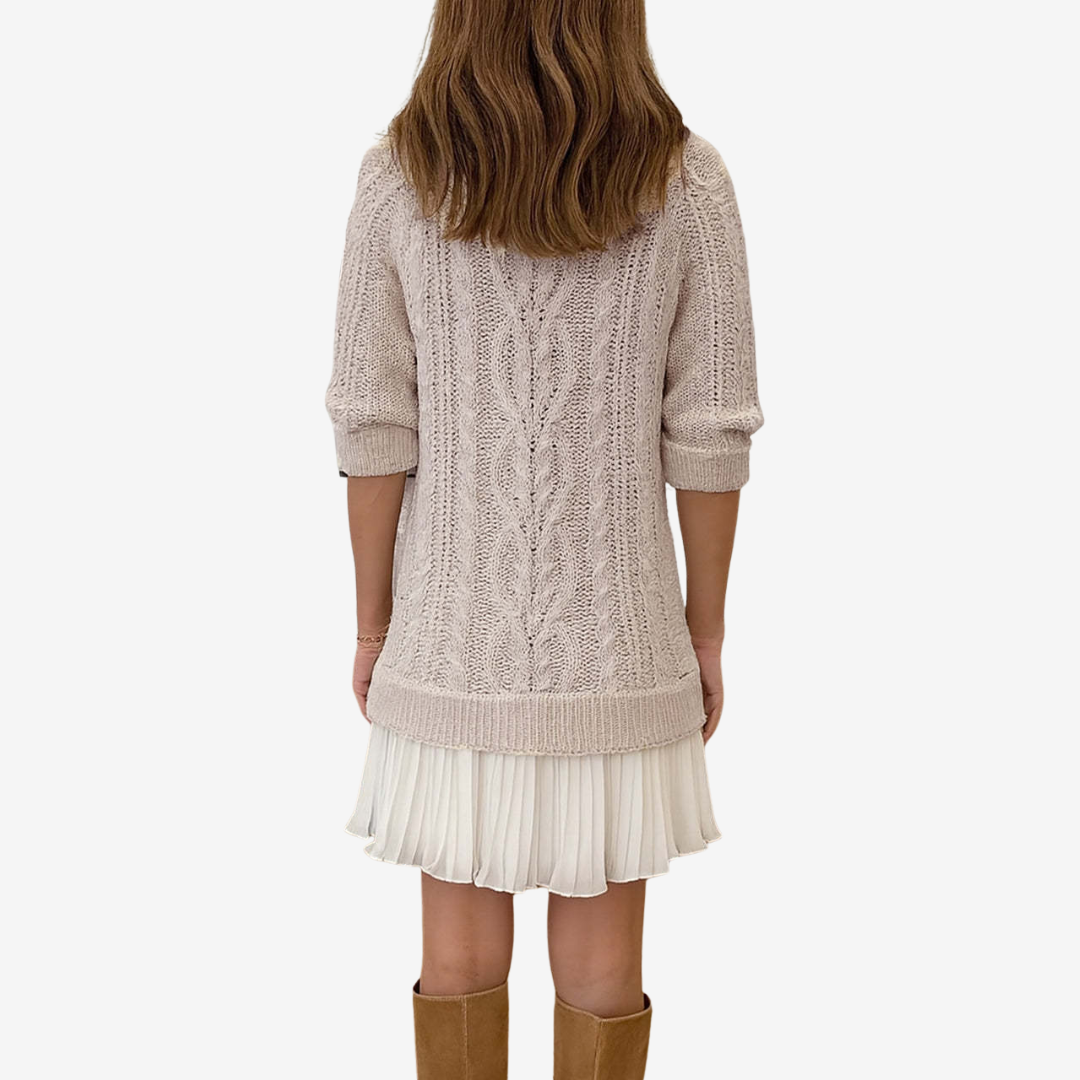 Zorina - Knit Sweater Dress with Pleated Skirt