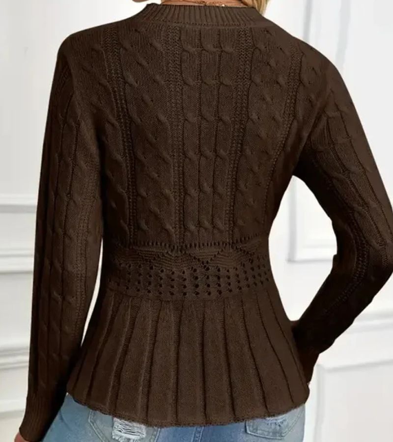 Olena - Knitted Sweater With Peplum Hem