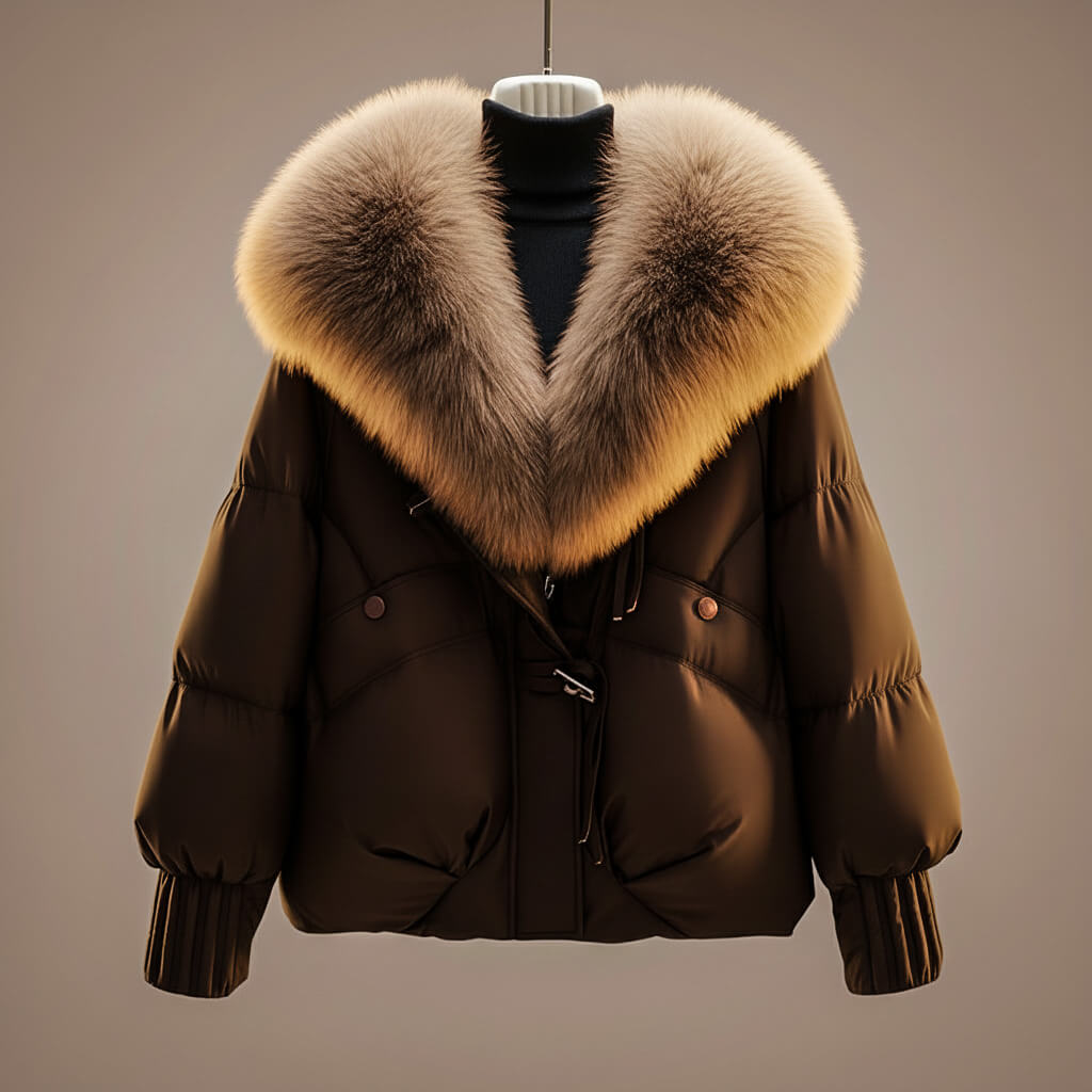 Enina - Stylish Cotton Coat With Fur Collar