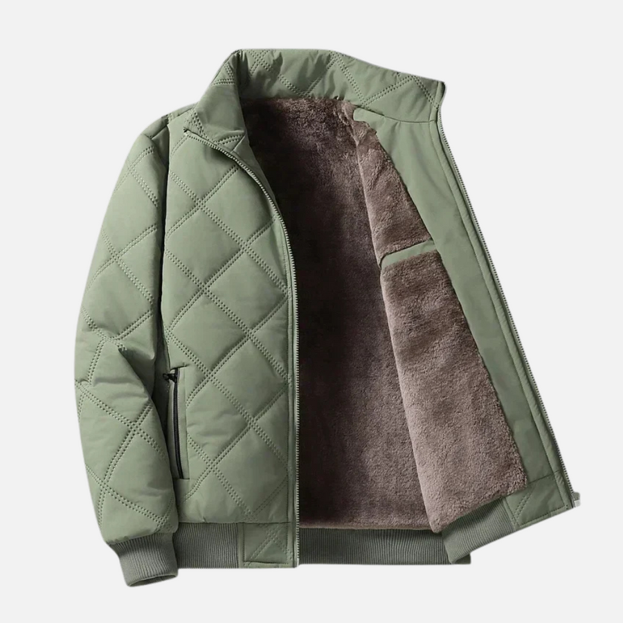 Grisson - Diamond Pattern Jacket with Stand-Up Collar