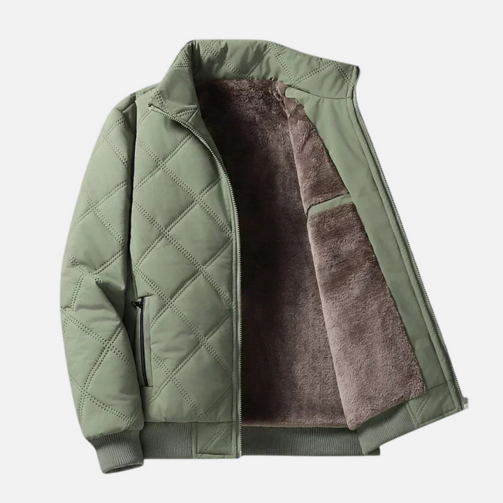 Grisson - Diamond Pattern Jacket with Stand-Up Collar