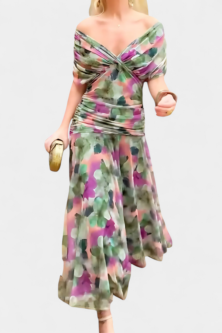 Rawan - Chiffon Off Shoulder Maxi Dress