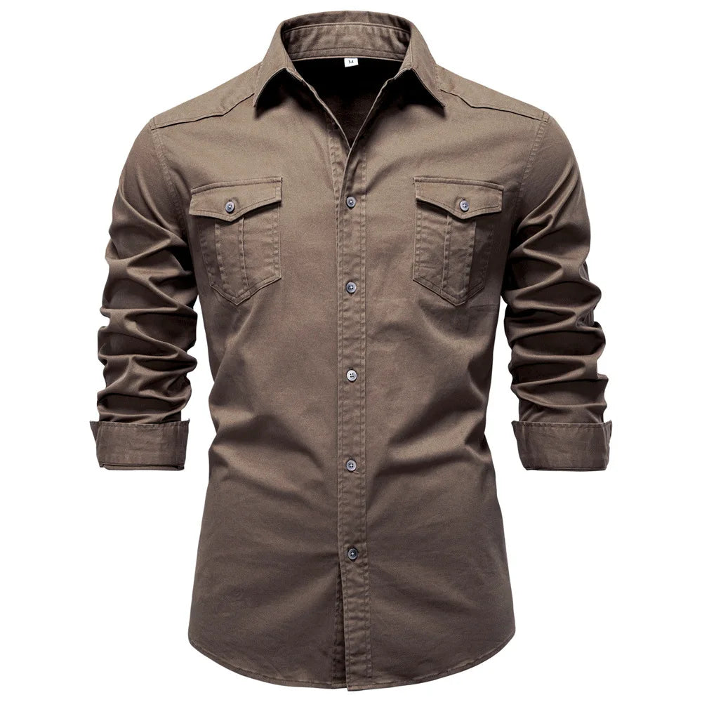 Norbwaldmir - Long Sleeve Cotton Shirt
