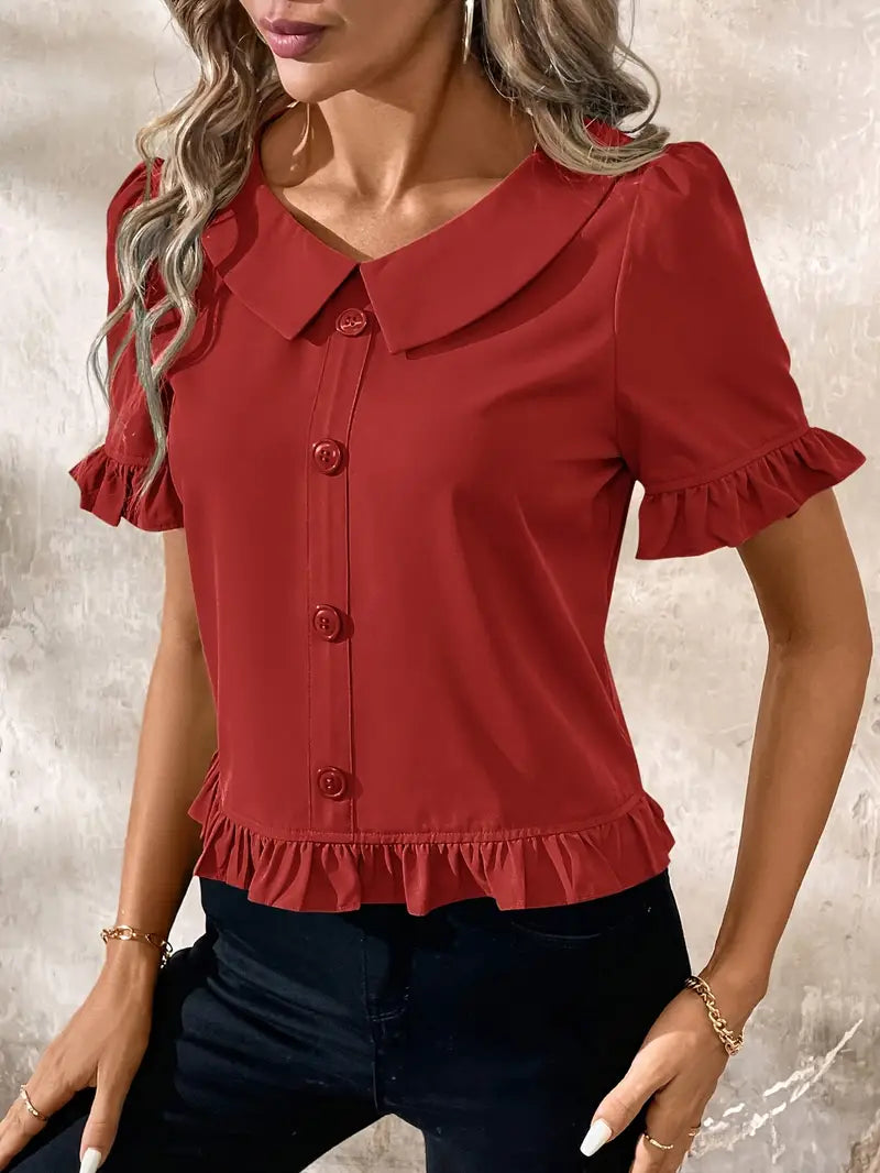 Foteini - Elegant Short Sleeve Blouse