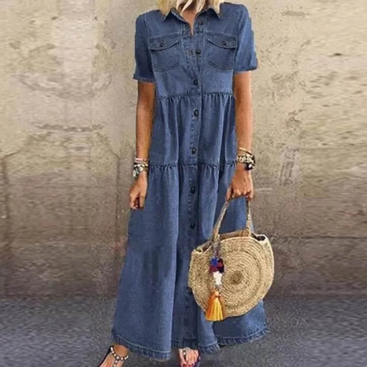 Gudelia - Casual Short Sleeve Dress With Pocket