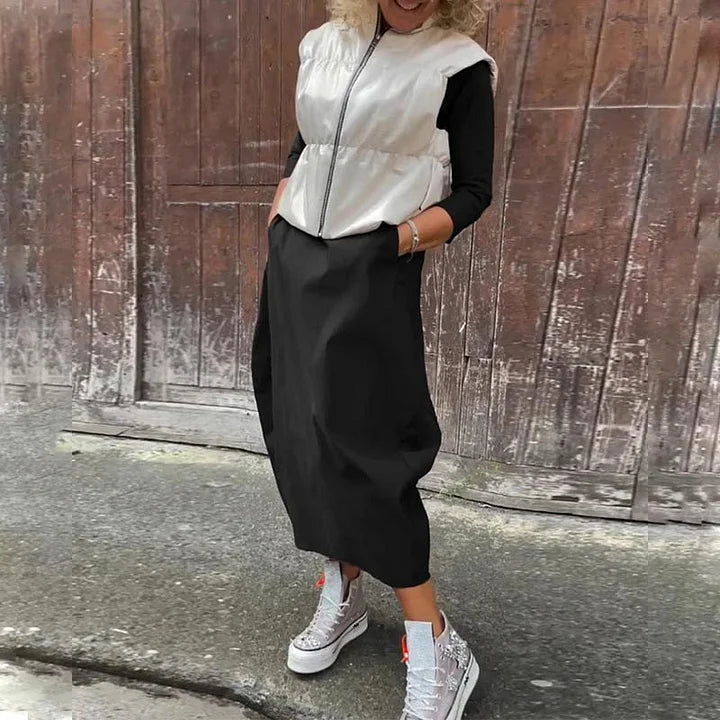 Vionel - Long Sleeve Polyester Dress with Pockets