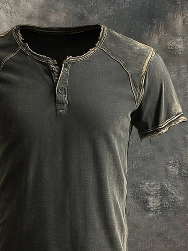 Men's Vintage Washed Distressed Short Sleeve T-Shirt