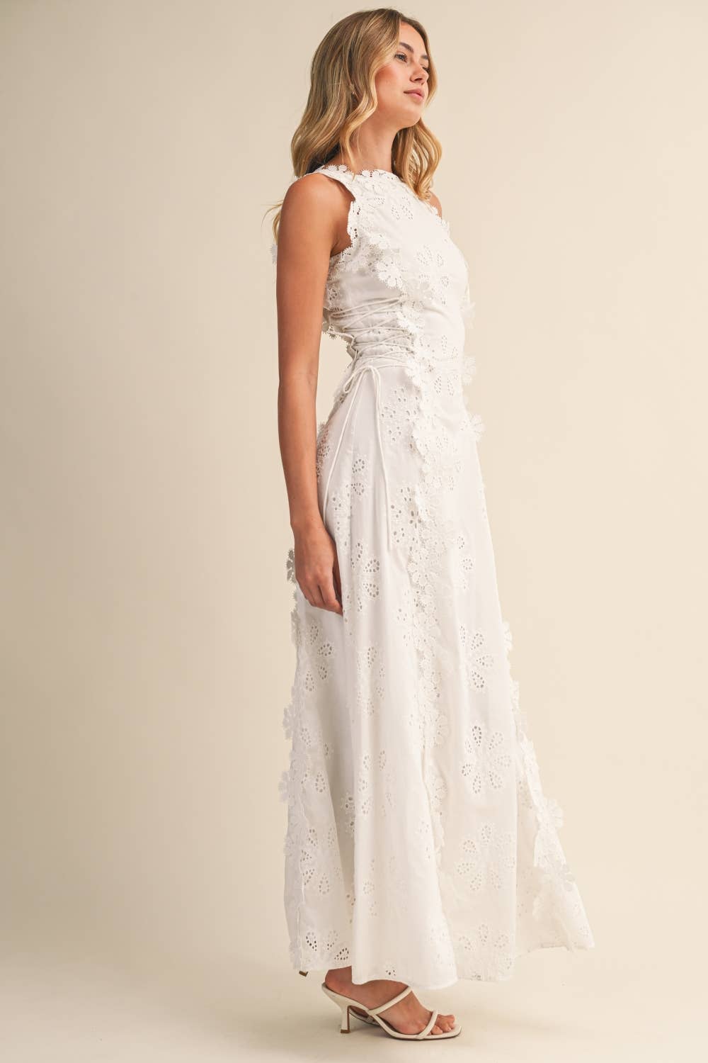 Azalia - Sleeveless Embroidered Floral Maxi Dress