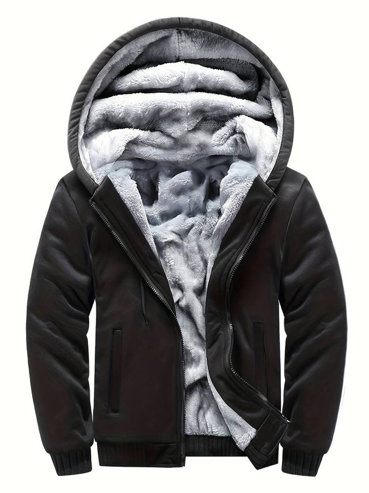 Oziel - Warm Fleece Hooded Jacket With Zipper