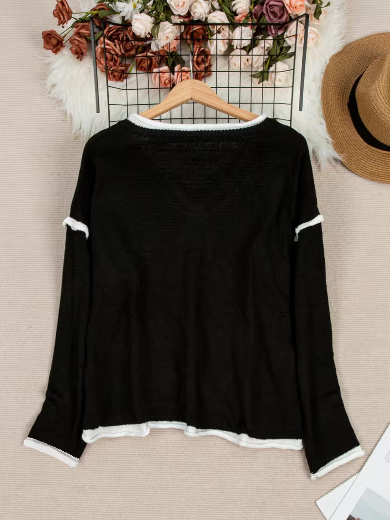 Ginny - Casual Long Sleeve And V-Neck Sweater