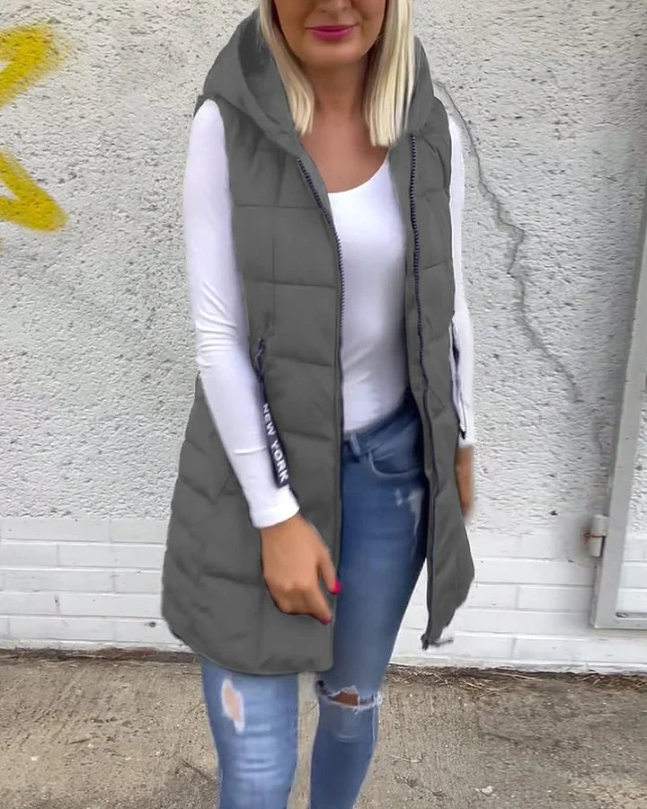 Laruna - Sleeveless Padded Coat With Zipper