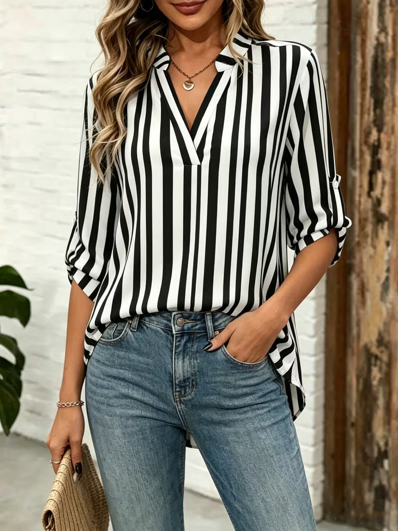 Elysis - V-neck Striped Loose Top
