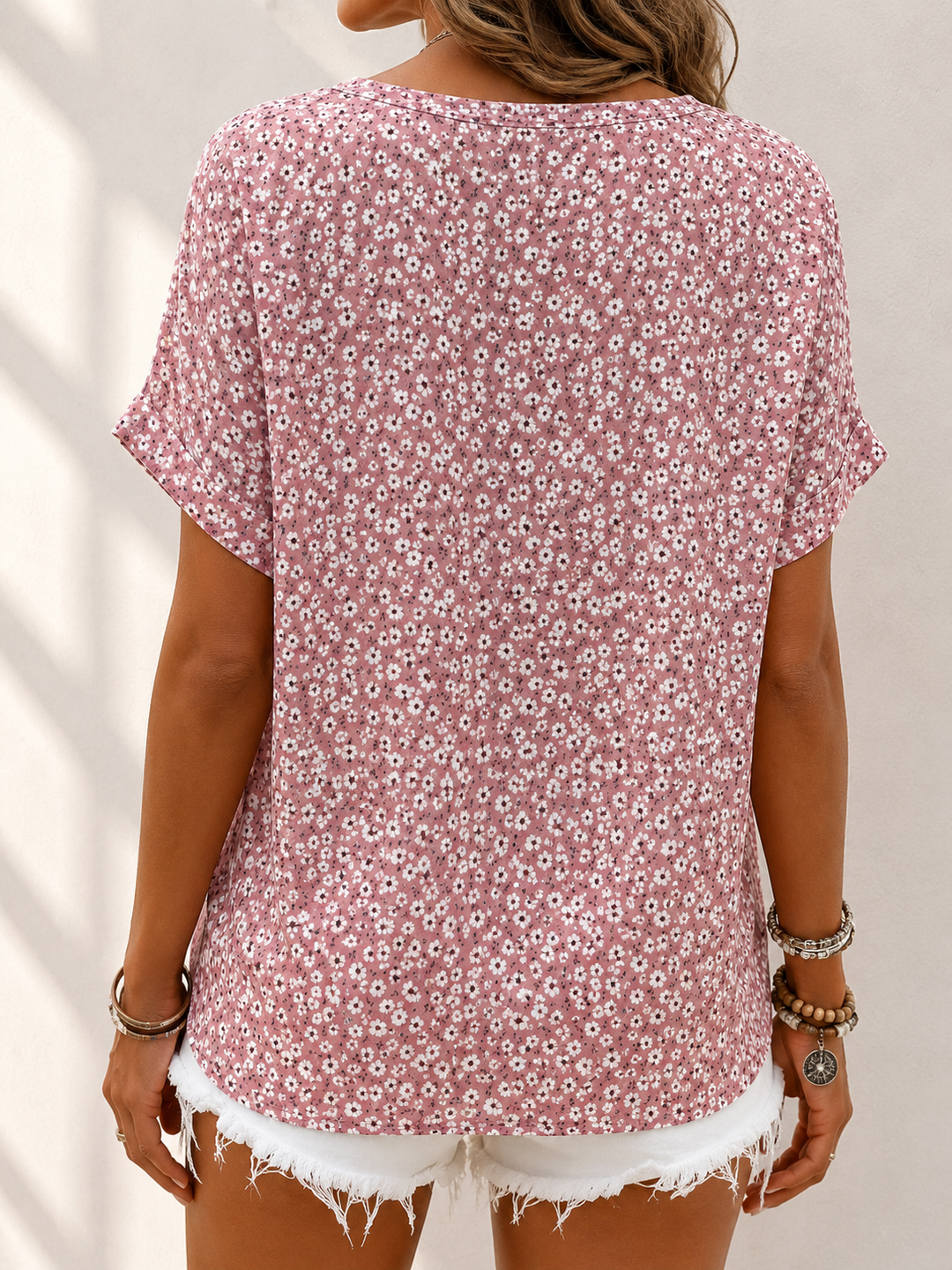 Verna - Elegant Floral Blouse With Button Front