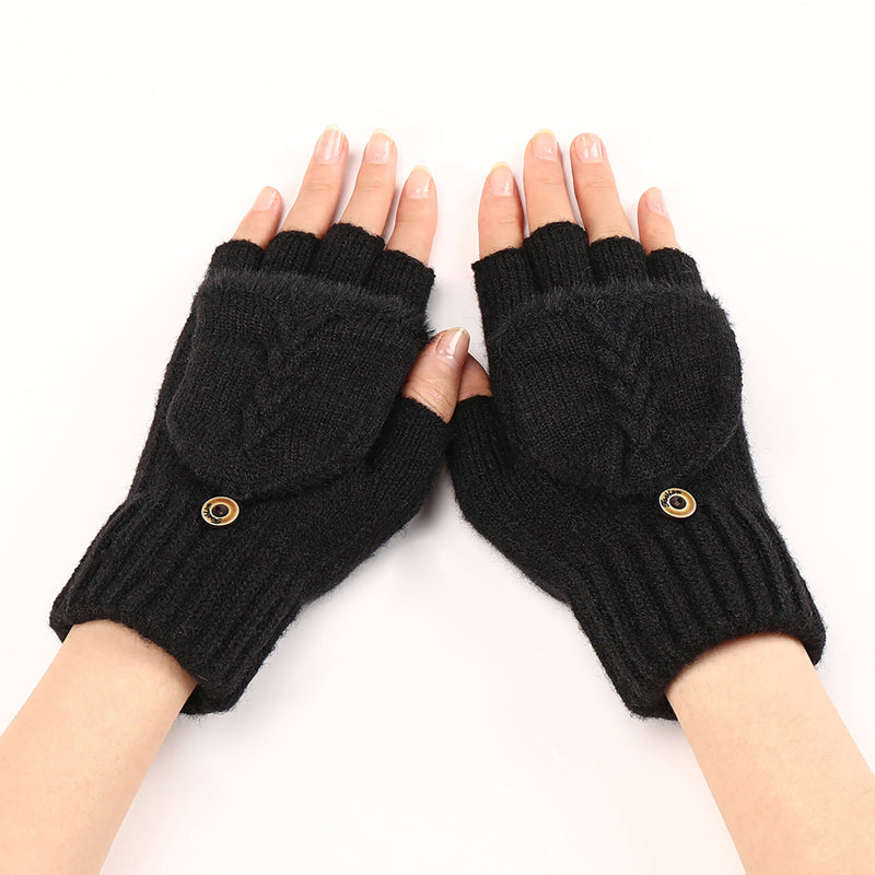 GloveGleam - Knitted Fingerless Flip Gloves