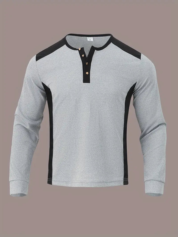 Kyran - Waffle Long Sleeve Henley Shirt