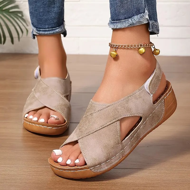 Clarisa - Cross Strap Wedge Sandal