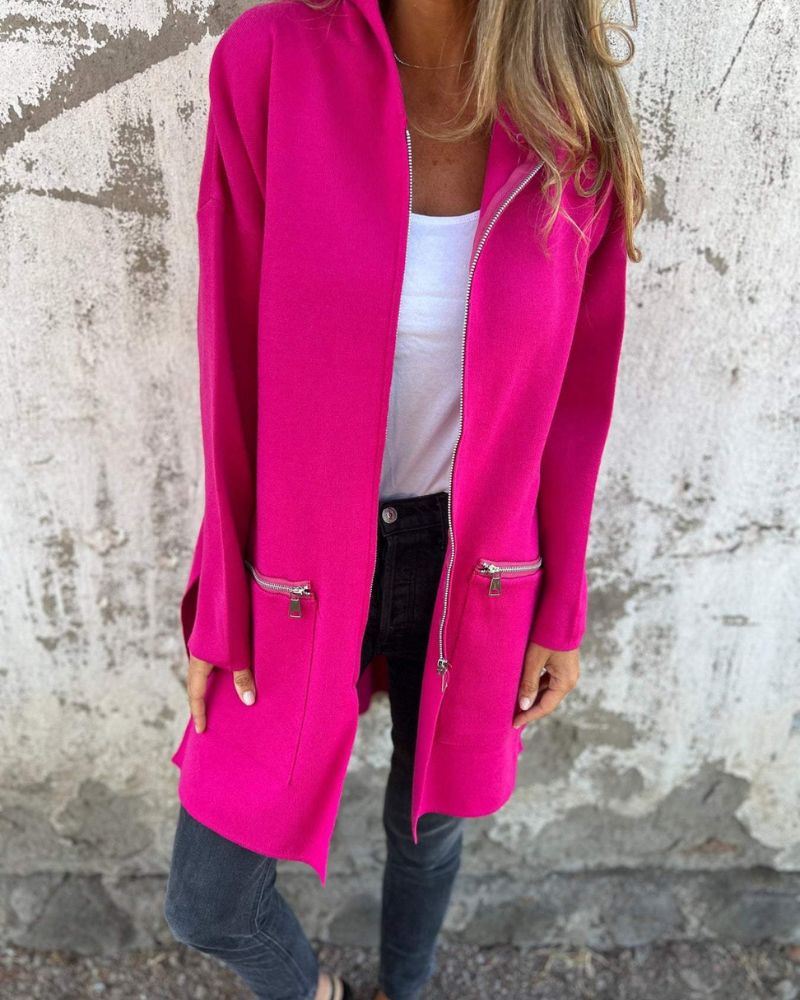 Sampani - Long Sleeve Cardigan With Zip Up