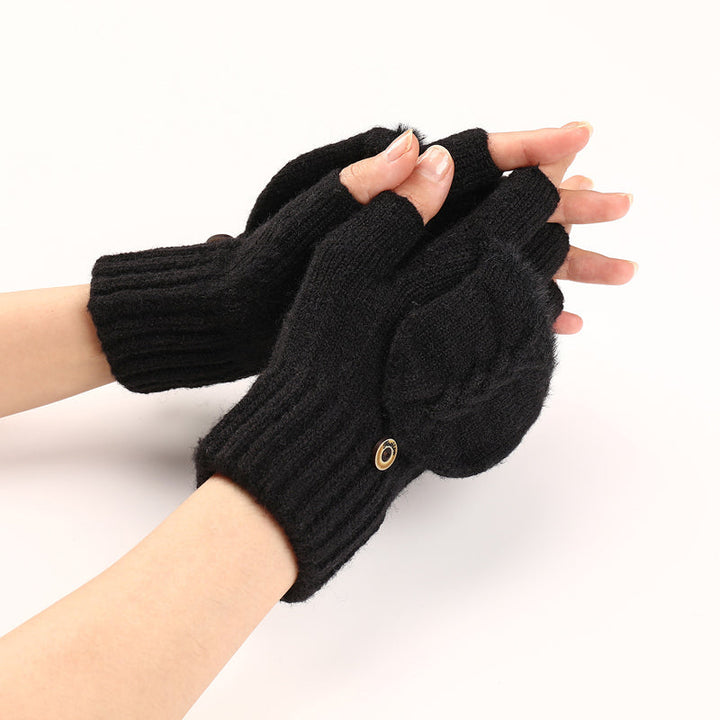 GloveGleam - Knitted Fingerless Flip Gloves