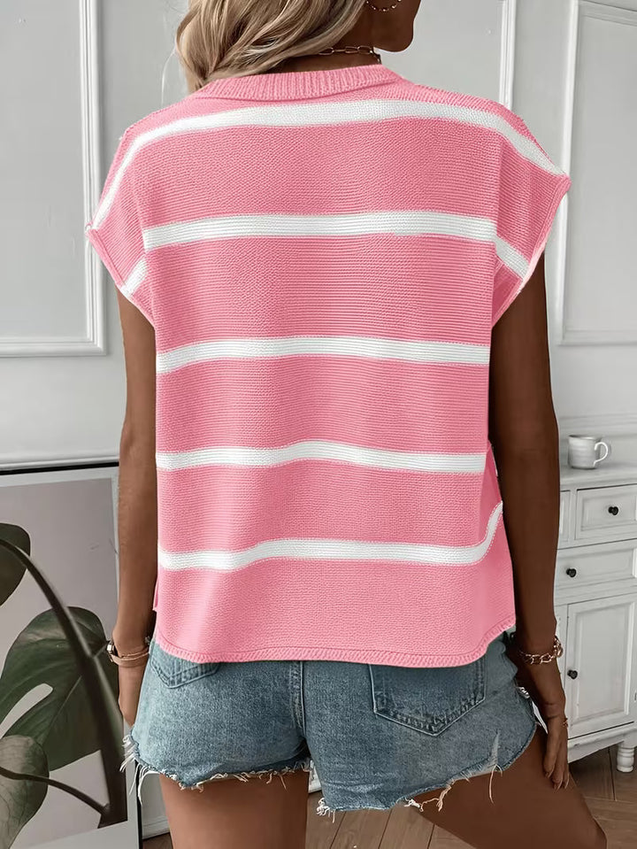 Enila - Round Neck Knitted Striped Sweater
