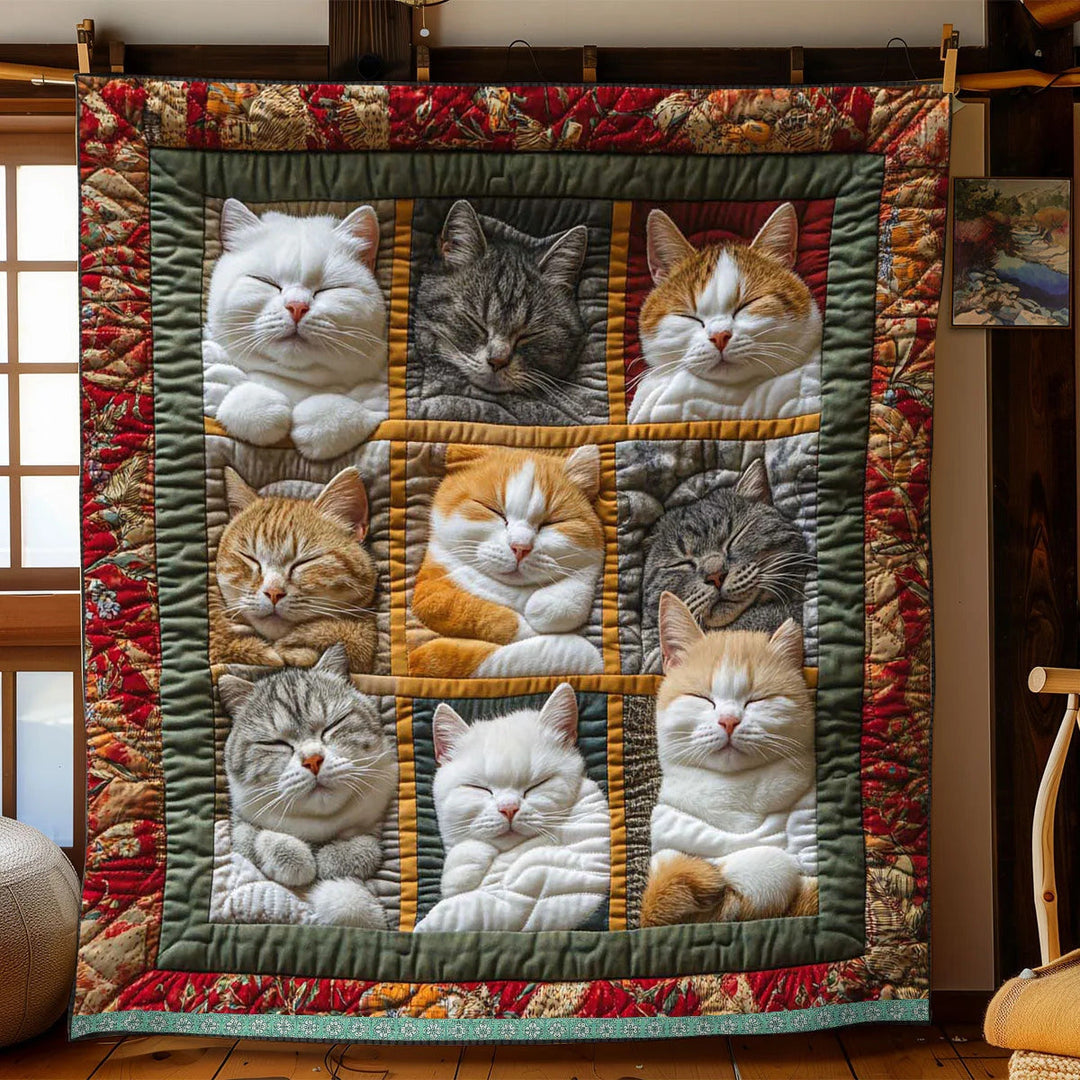 CozyCats - Blanket with Sleeping Royal Cats Printed