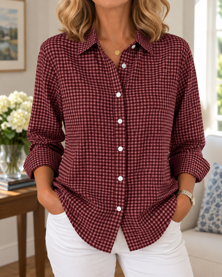 Tala - Long Sleeve Gingham Button Up Shirt
