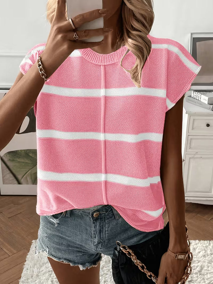 Enila - Round Neck Knitted Striped Sweater