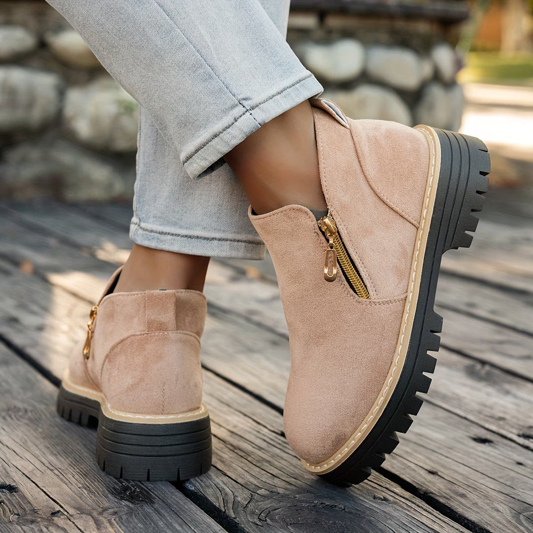 Gwenetora - Suede Ankle Boots With Side Zip