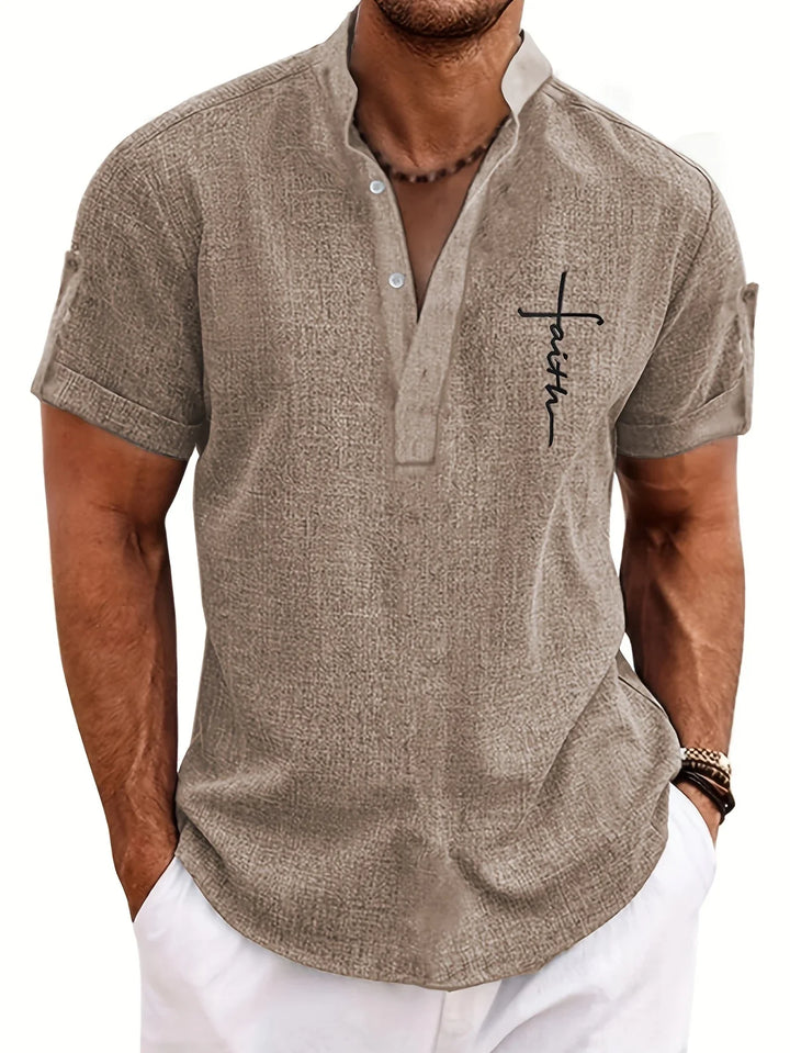Elliott - Elegant Short Sleeve Shirt With Stand Collar