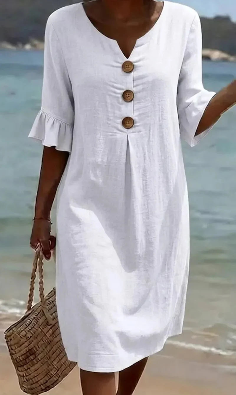 Mlaina - Elegant Midi Dress With Button