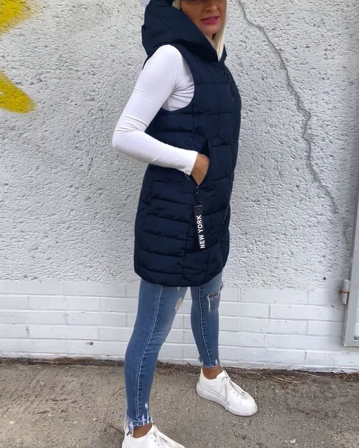 Laruna - Sleeveless Padded Coat With Zipper