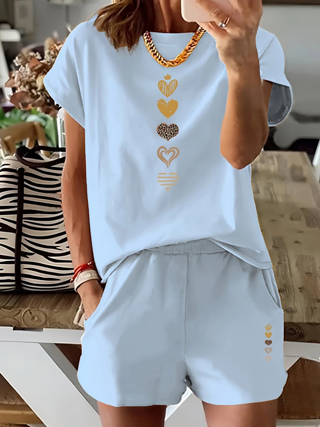 Lyra - Casual Two Piece Set With Graphic Print