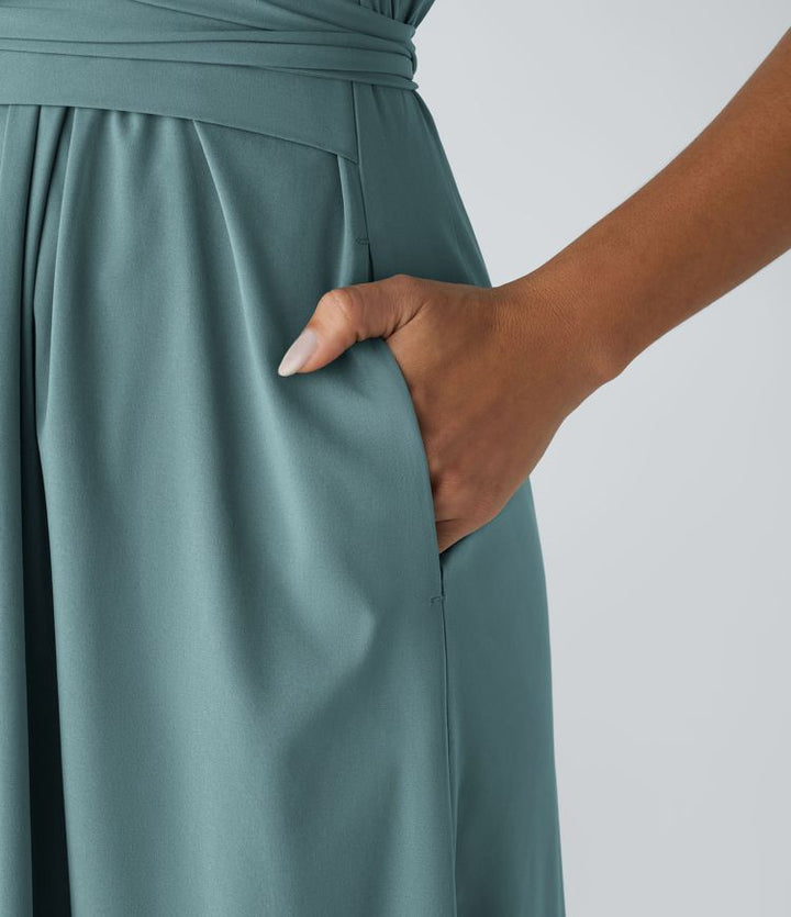 Wilhelmine - Elegant High Waisted Wrap Dress