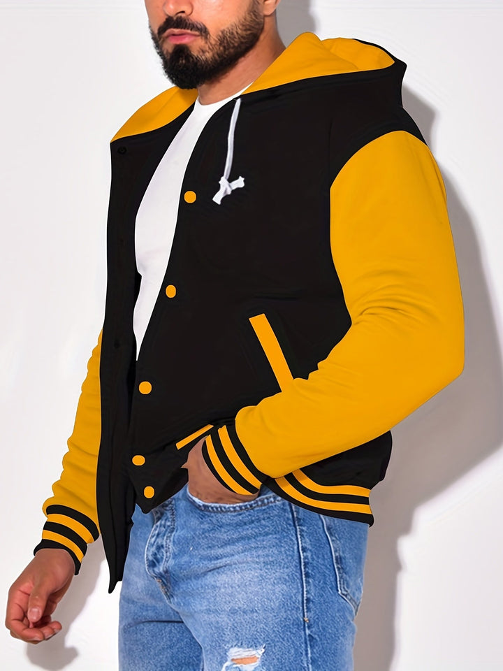 Askhat - Long Sleeve Hooded Baseball Jacket