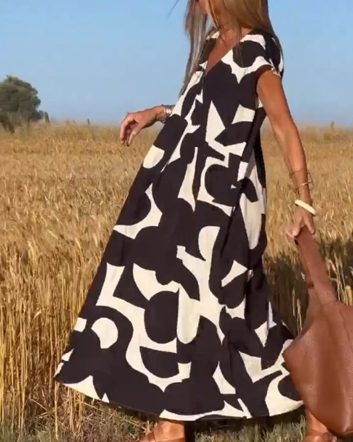 Sarinya - Printed Dress With V-Neck