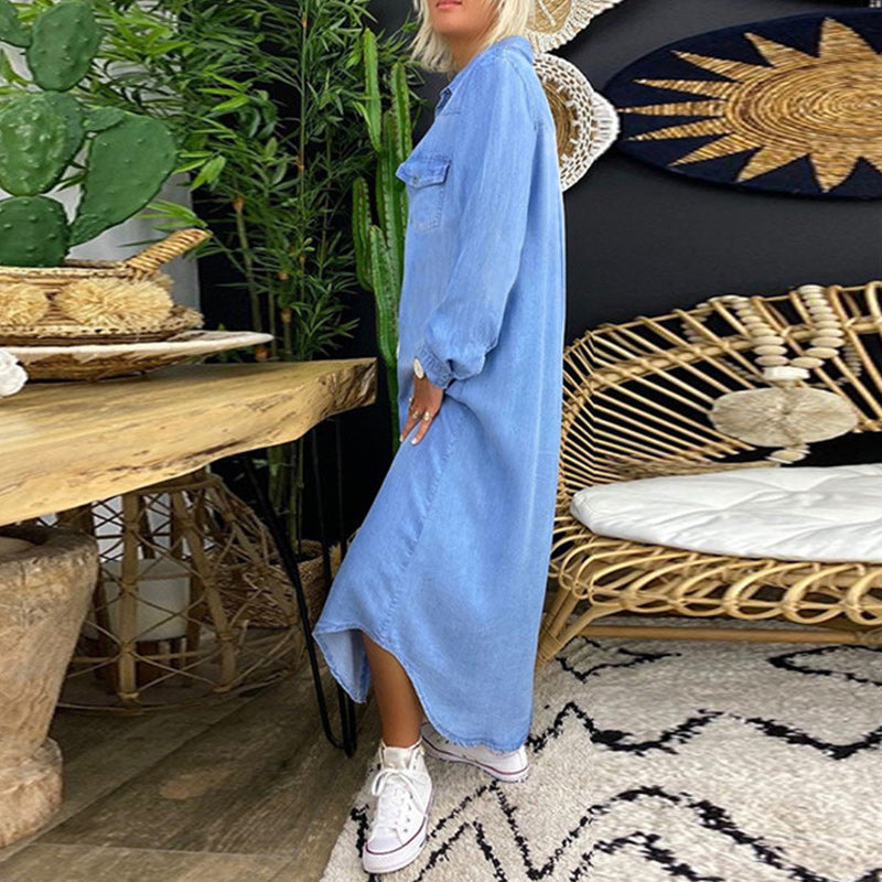 Dorota - Long Sleeved Denim Dress