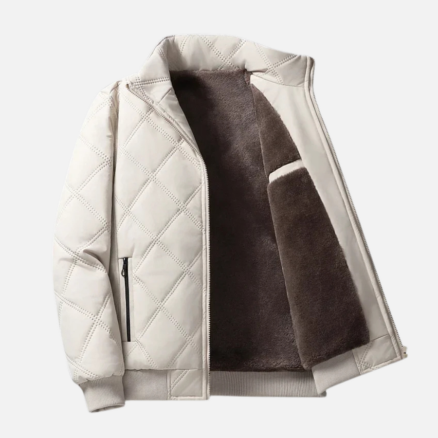 Grisson - Diamond Pattern Jacket with Stand-Up Collar