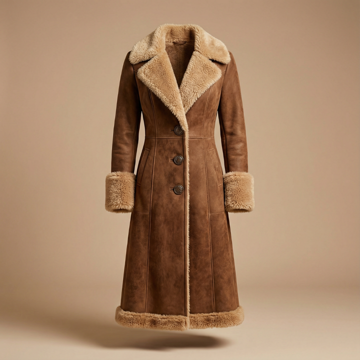 Zeeta - Long Vintage Coat With Faux Fur