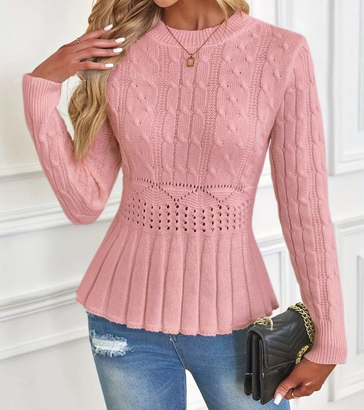Olena - Knitted Sweater With Peplum Hem