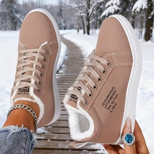 Arlena - Winter Lace-Up Sneakers with Fur Lining