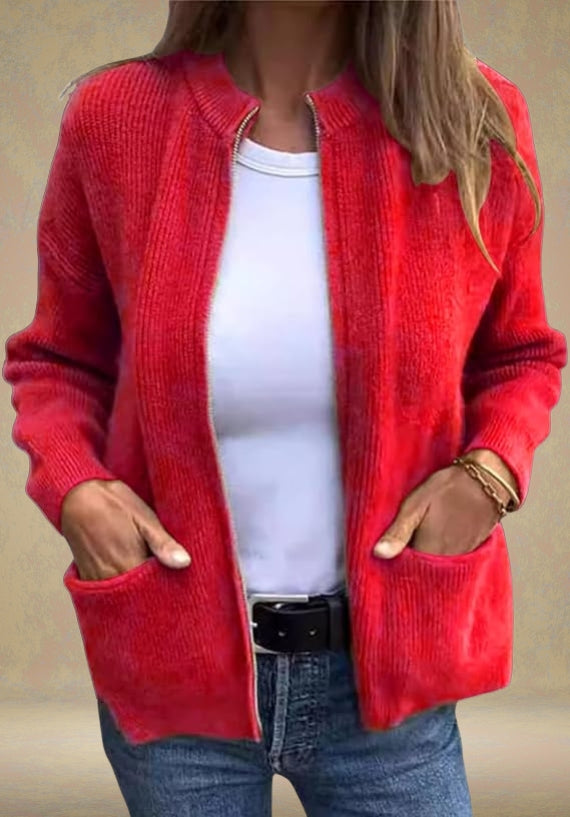 Marsha - Autumn Cardigan With Zipper