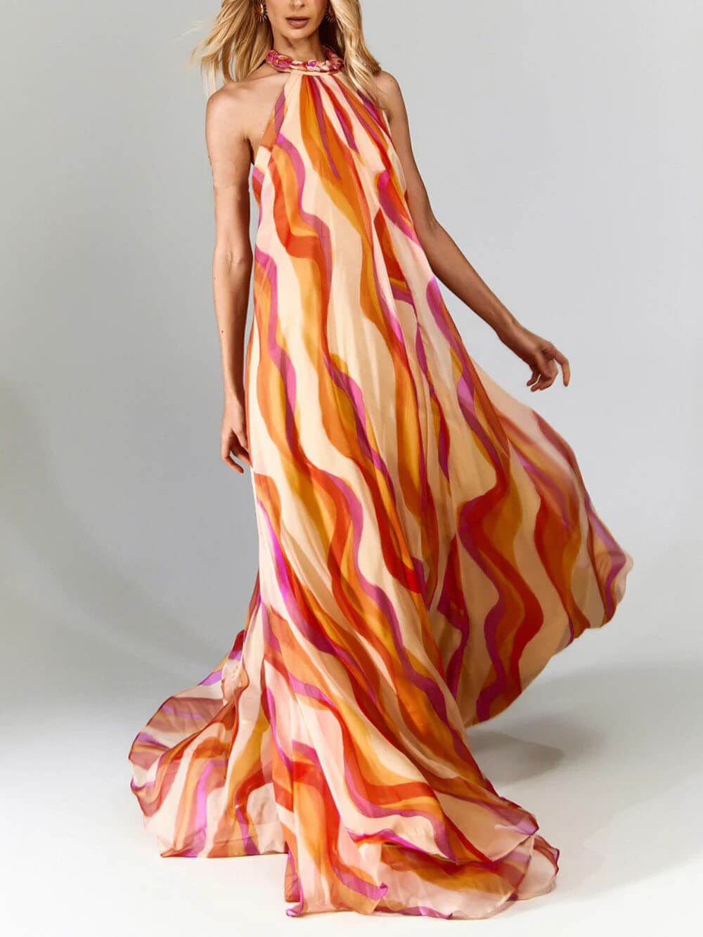 Marlyn - Backless Maxi Dress With Halter Neck