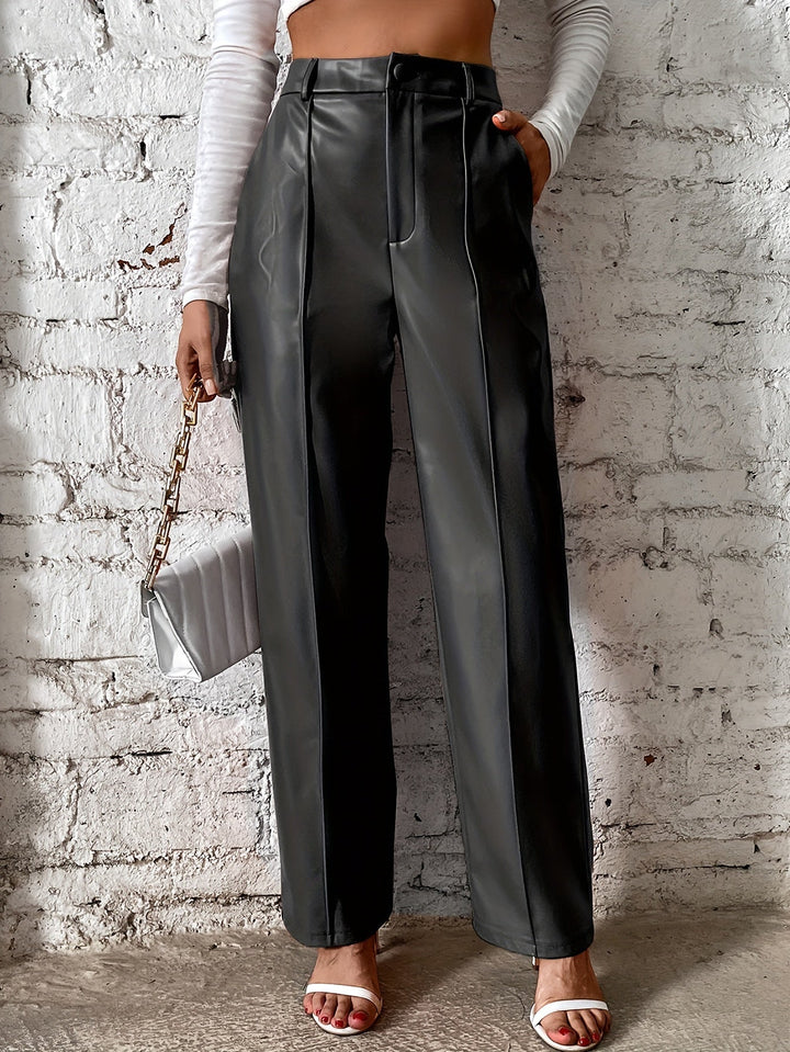 Francine - Casual Long Trousers With Decorative Stitching