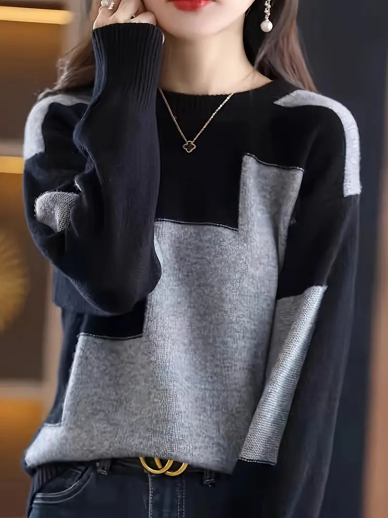 Gala - Elegant Long Sleeve Sweater With Geometric Pattern