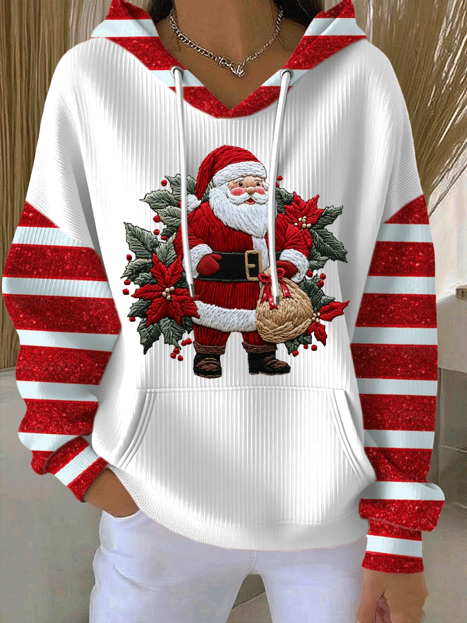 Kathryn - Santa Claus Print Hooded Sweatshirt