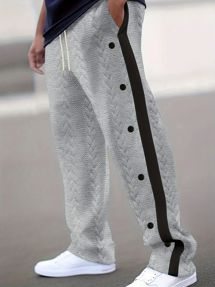 Jonass - Knitted Wide-Leg Trousers with Side Buttons