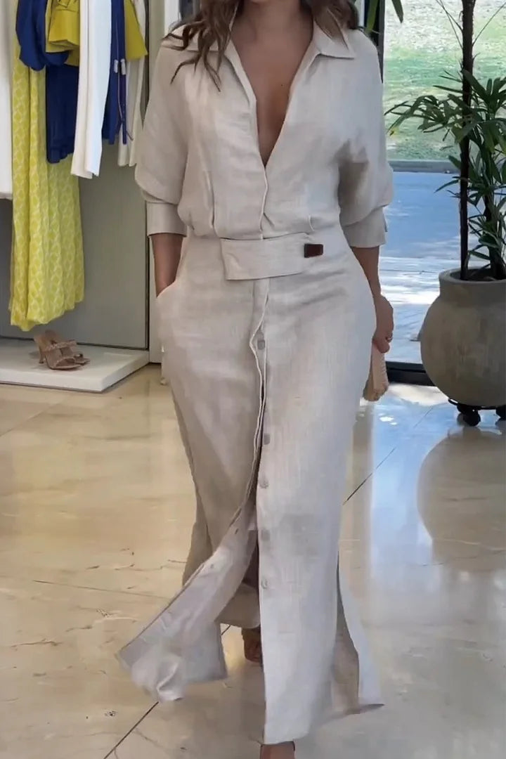 Simona - Cotton and Linen Maxi Dress