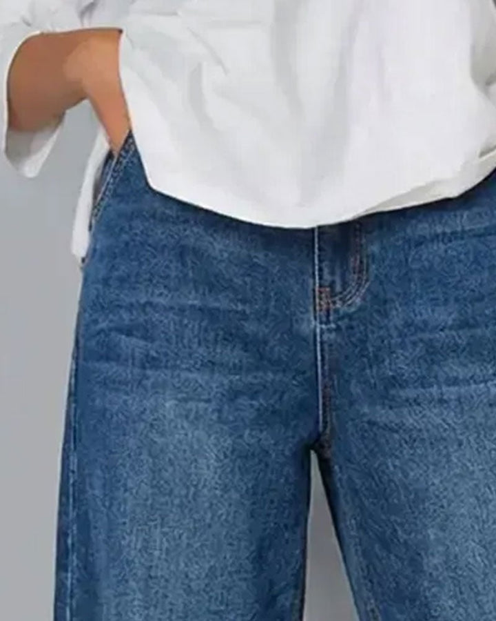 Synira - Casual Wide-Leg Cropped Jeans