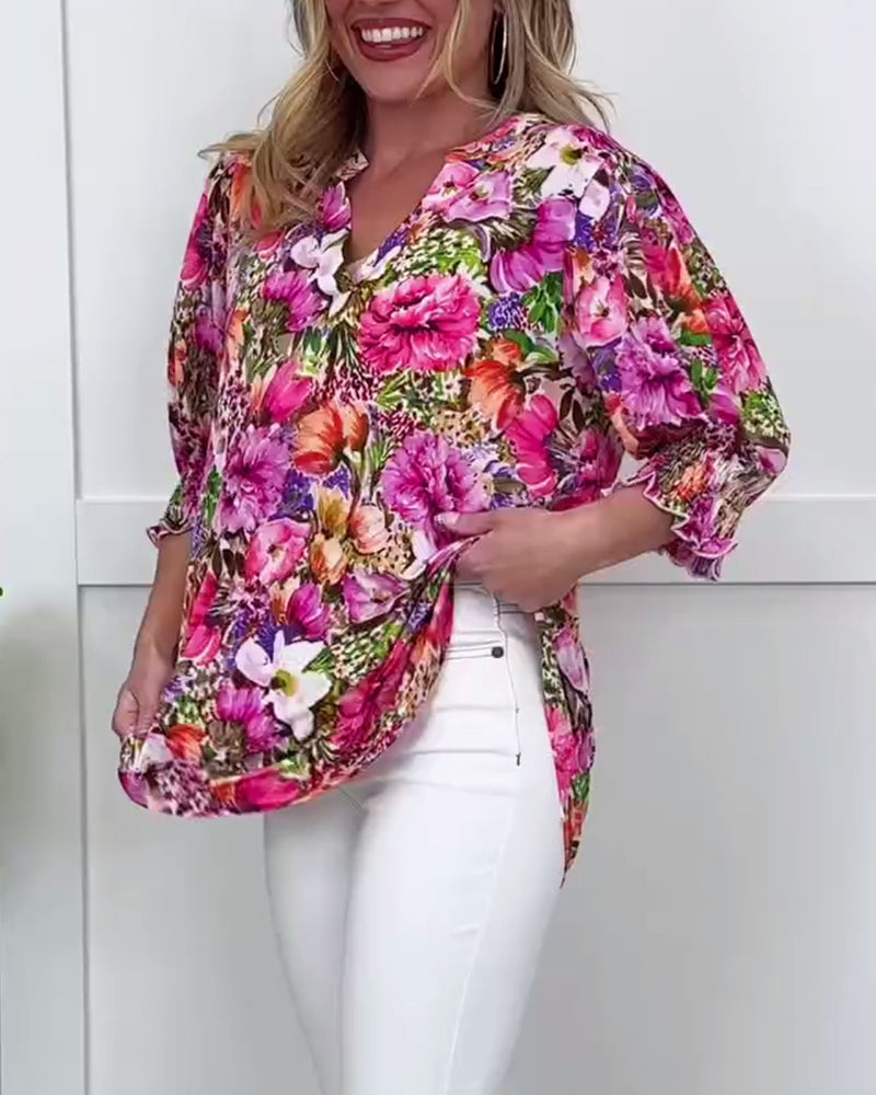 Niliza - Short Sleeve Floral Blouse