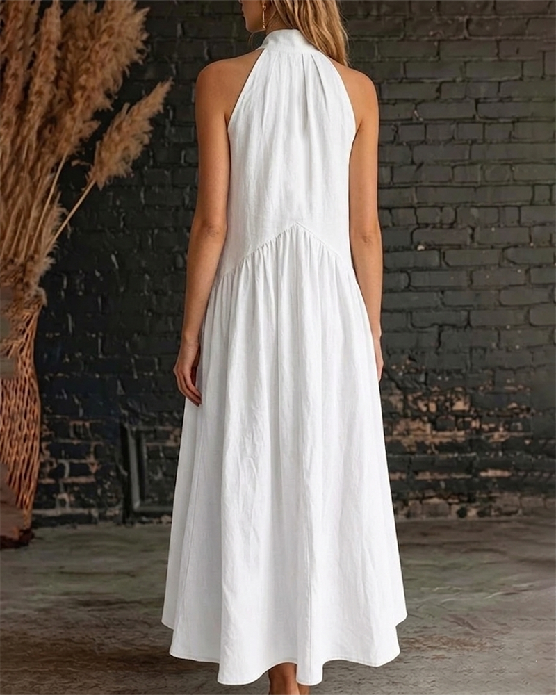 Saorla - Cotton Sleeveless Maxi Dress With High Neck